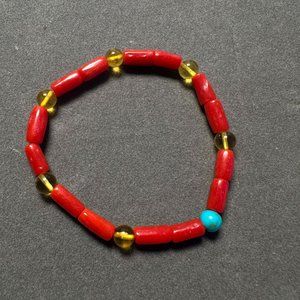 Italy Red Coral and  Baltic Sea Amber bracelets